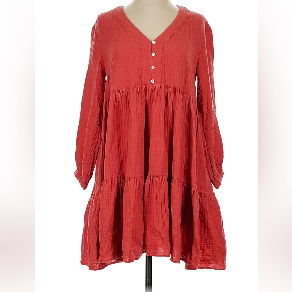 Madewell Colette Tiered Lightspun crinkle Gauze babydoll Dress Rose